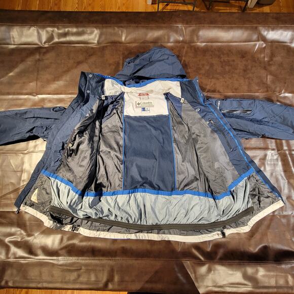 Columbia Colorblock Gorpcore Interchange Vertex Jacket Blue Black Mens XL - Picture 3 of 10